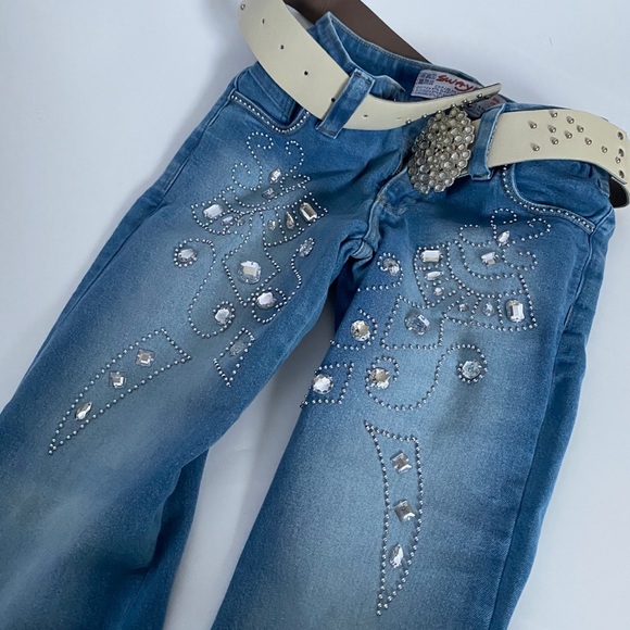 ❌SOLD-DEPOP❌ Y2K Jewelled Flare Jeans & Belt - Picture 5 of 7